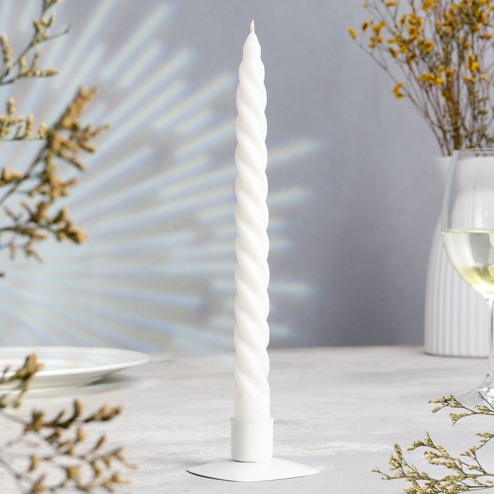 Свеча витая, 2,2х25 см, 4 шт лакированная белая