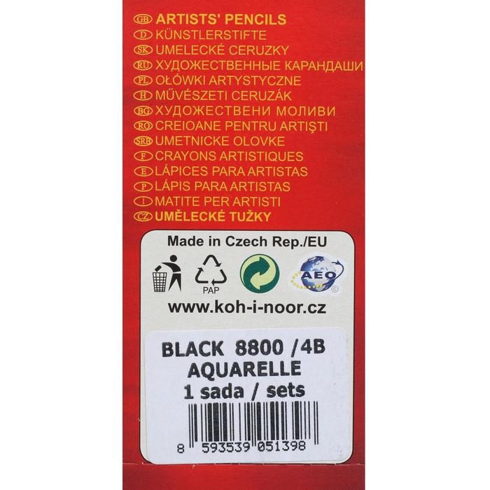 Карандаш художественный чернографитный акварельный 7.5 мм, Koh-I-Noor GIOCONDA 8800 4В, L=175 мм Карандаш художественный чернографитный акварельный 7.5 мм, Koh-I-Noor GIOCONDA 8800 4В, L=175 мм