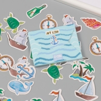 Наклейки для творчества "Море и приключения" тиснение серебро набор 48 шт 9х7х0,8 см