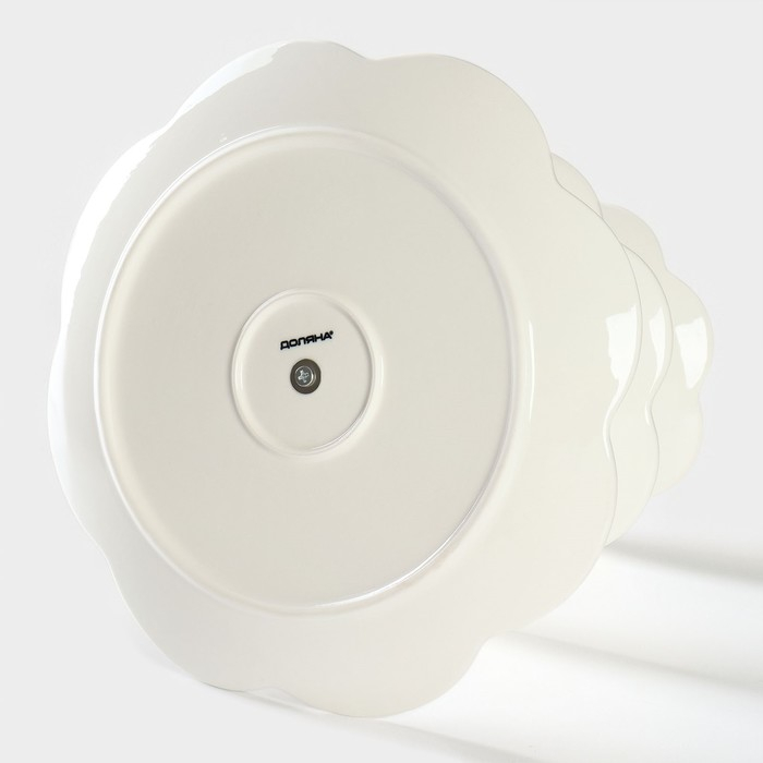 Этажёрка - фруктовница Доляна &laquo;Сьюзен&raquo;, 3 яруса, d=15,5/25,5/27 см, фарфор, цвет белый