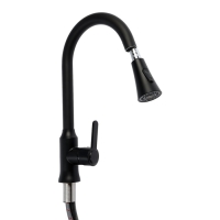 Смеситель для кухни ZEIN Z3708, вытяжной излив, аэратор 2 режима, черный