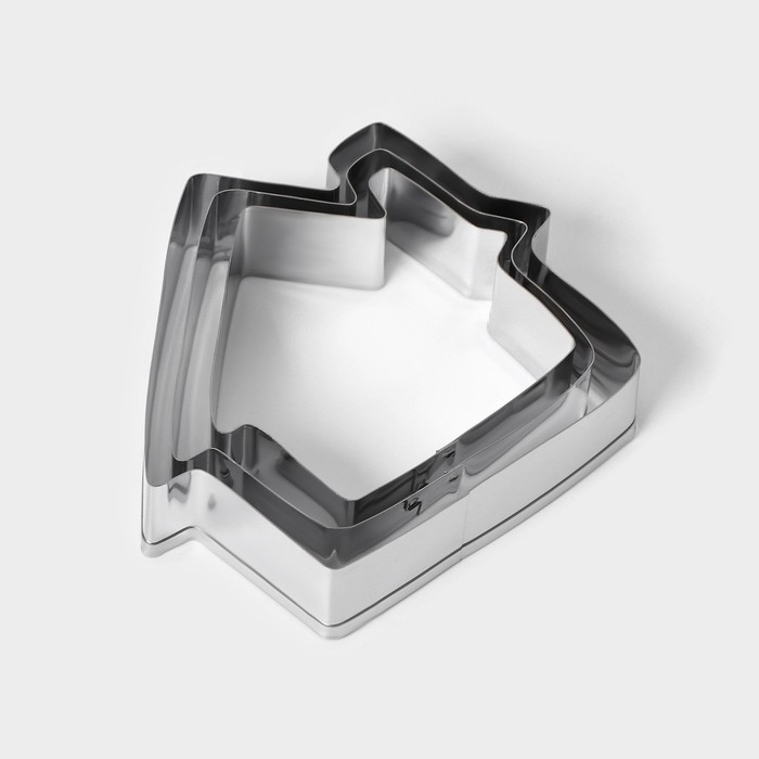 Набор форм для печенья Доляна &laquo;Дом&raquo;, 3 шт, 7&times;6,5&times;1,5 см, цвет серебристый