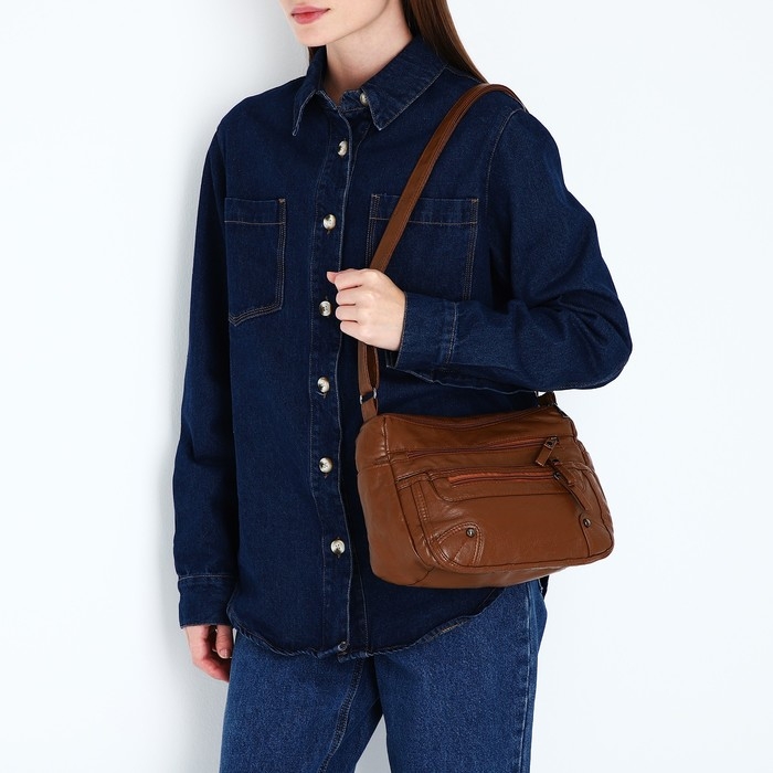 Сумка-мешок на молнии, цвет коричневый Сумка-мешок на молнии, цвет коричневый