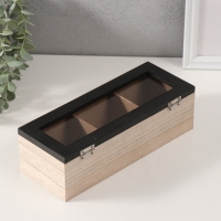 Шкатулка дерево 3 деления "Утро начинается с кофе" 9х23,4х7,2 см