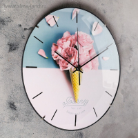 Часы настенные, серия: Интерьер, "Розовый рожок", плавный ход, d-30 см