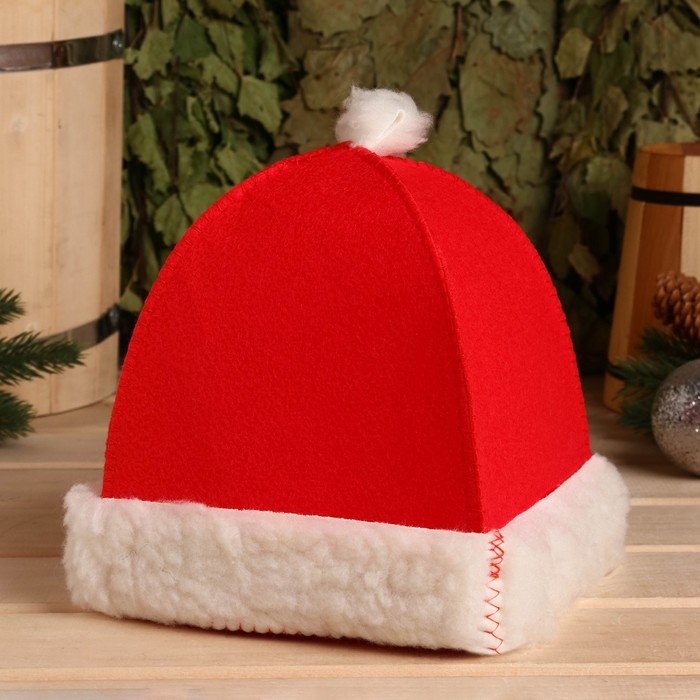 Шапка для бани и сауны Деда Мороза, красный Шапка для бани и сауны Деда Мороза, красный