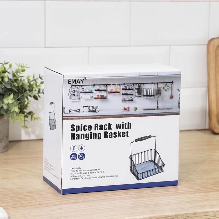 Полка для кухни, для рейлинга, 21&times;11&times;20 см, цвет чёрный