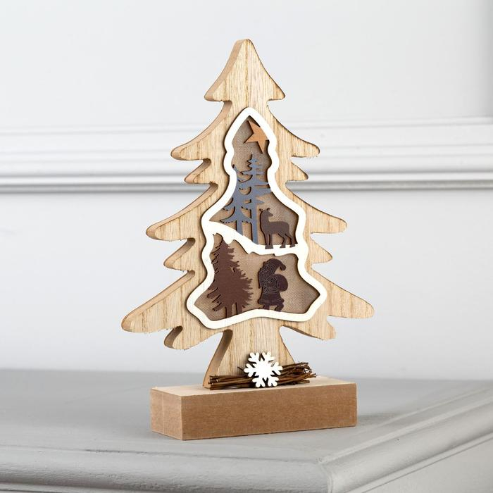 Светодиодная фигура &laquo;Ёлка&raquo; 15.5 &times; 23 &times; 5 см, дерево, батарейки АААх2 (не в комплекте), свечение тёплое белое