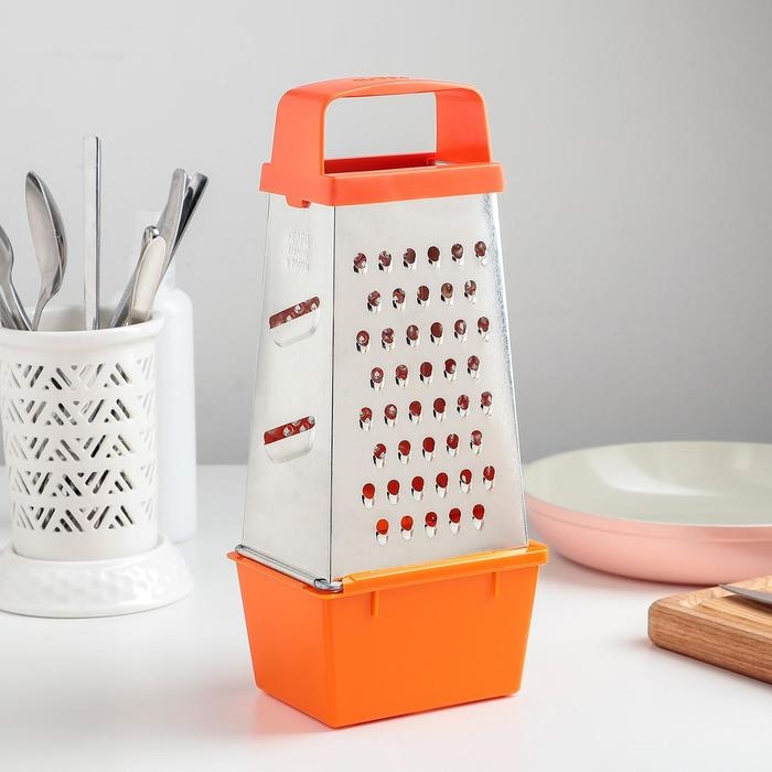 Тёрка &laquo;Комфорт&raquo;, 4 грани и контейнер 450 мл, 11&times;8,5&times;27 см, цвет МИКС