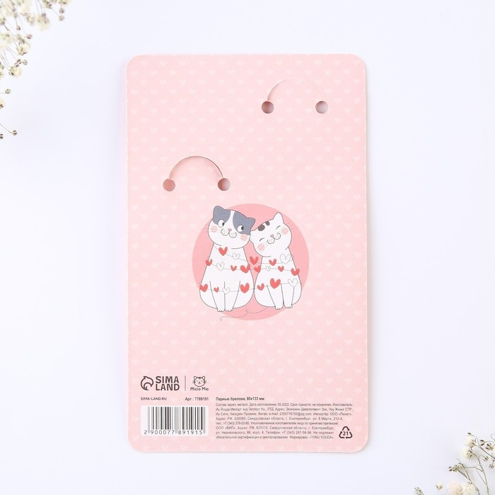 Брелок для ключей парный &laquo;ЗаМУРчательная любовь&raquo;, акриловый, 13,3 х 8