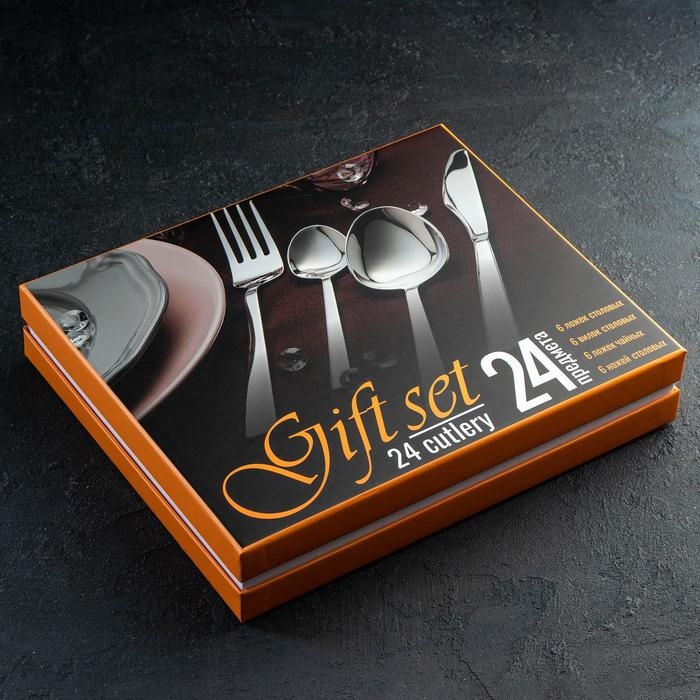 Набор столовый &laquo;Торжество&raquo;, 24 предмета, толщина 2 мм, сувенирная коробка, цвет серебряный