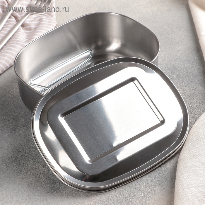 Контейнер для еды из нержавеющей стали с держателем, 17&times;13,5 см