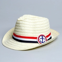 Панама соломенная детская для мальчика &laquo;Якорь&raquo;, р-р 52-54