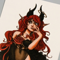 Татуировка на тело цветная "Чертовка" 26,1х14,6 см