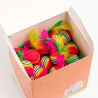 Шарик с перьями для кошек, 3,4 см, фасовка по 50 шт, микс цветов Шарик с перьями для кошек, 3,4 см, фасовка по 50 шт, микс цветов