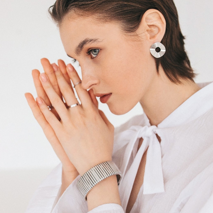 Браслет металл &laquo;Рельеф&raquo; широкий, 2 см, цвет серебро