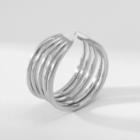 Кольцо металл &laquo;Тренд&raquo; три полосы, мини, цвет серебро, безразмерное