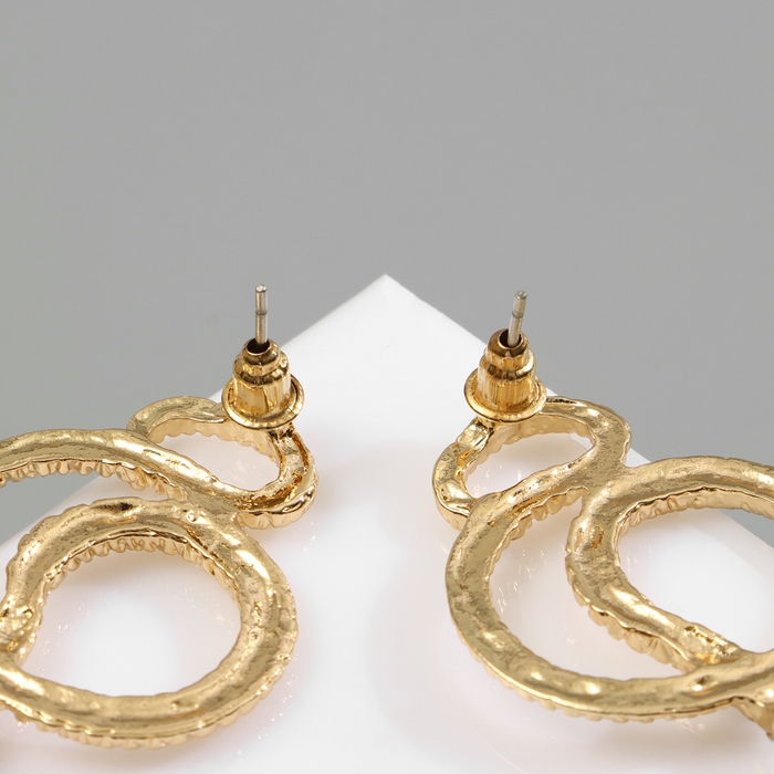 Новый год! Символ года 2025! Серьги со стразами &laquo;Змейка&raquo; петля, цвет белый в золоте