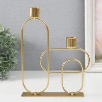 Подсвечник металл на 2 свечи "Геометрия. Плавные линии" золото d=2,3 см 4х17х23 см