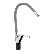 Смеситель для кухни ZEIN Z2075G, силиконовый излив, картридж 40 мм, латунь, серый/хром Смеситель для кухни ZEIN Z2075G, силиконовый излив, картридж 40 мм, латунь, серый/хром