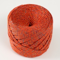 Трикотажная пряжа "Риббон" с люрексом 85м/170&plusmn;5 гр (Рябина, люрекс: Радуга)