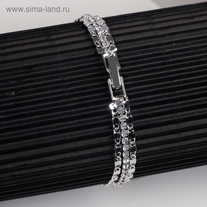 Браслет со стразами &laquo;Сияй&raquo; нить переплетением, цвет белый в серебре, 18 см