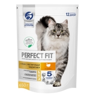 Сухой корм Perfect Fit для чувствительных кошек, индейка, 650 г