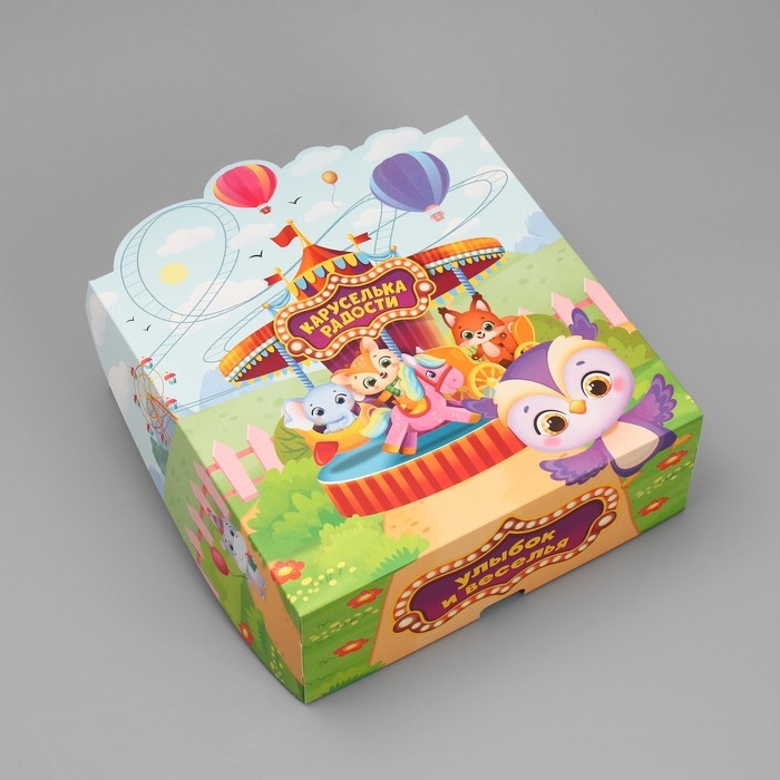Коробка подарочная складная, упаковка, &laquo;Карусель радости &raquo;, 25 х 25 х 10 см