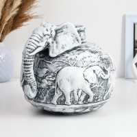 Кашпо - ваза "Африканские слоны" 22х26х22см, антик