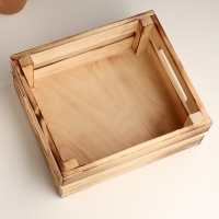 Кашпо деревянное двуреечное, обжиг 25х22х9 см натуральный