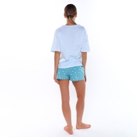 Комплект домашний женский (футболка/шорты), цвет голубой, размер 50