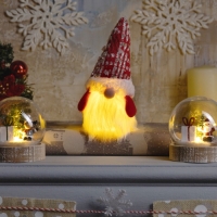 Светодиодная фигура &laquo;Гном в красном колпаке&raquo; 6.5 &times; 17 &times; 6.5 см, текстиль, батарейки LR1130х3 (в комплекте), свечение тёплое белое