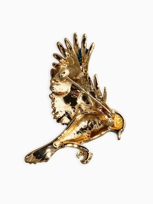 Брошь "Птичка" экзотическая, цвет зелёно-голубой в золоте