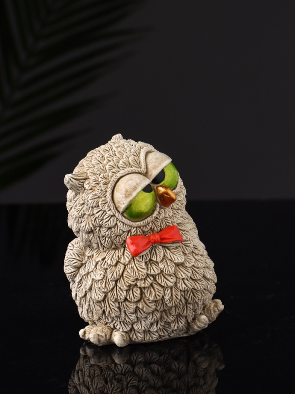 Набор фигур "4 совы на подносе" размер 20х10х10 см, бежевый