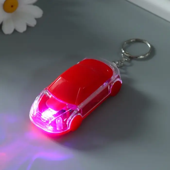Фонарик брелок для ключей на кольце &laquo;Машина&raquo;, с открывашкой, мигает, 2.7&times;3.6&times;7.8 см, МИКС