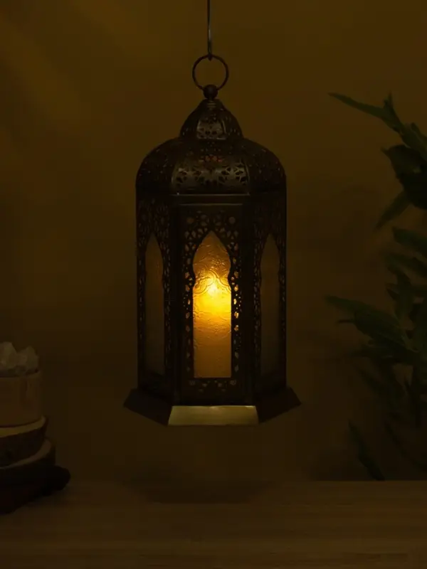 Подсвечник фонарь "Золотое кружево" железо 19,5х19,5х35,5 см