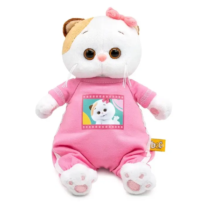 Мягкая игрушка "Кошечка Ли-Ли в комбинезоне с принтом "Мультсериал", 18 см LKm18-004