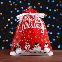 Пакет подарочный с завязками, &laquo;Пингвины&raquo;, 24&times;32 см