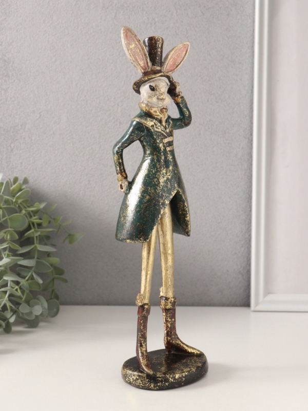 Сувенир полистоун "Мистер зайчик в шляпе" 9х8х30 см