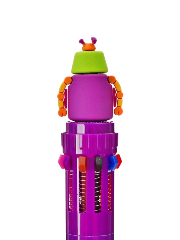 Ручка шариковая автоматическая, 10-ти цветная, штрихкод на штуке, МИКС Робот/Машина