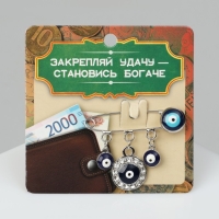 Булавка-оберег &laquo;Денежная, цвет бело-синий в серебре