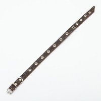 Ошейник кожаный однослойный с рифленными люверсами, безразмерный, 40 х 1,5 см, ОШ 27-35 см, корич700 Ошейник кожаный однослойный с рифленными люверсами, безразмерный, 40 х 1,5 см, ОШ 27-35 см, корич700