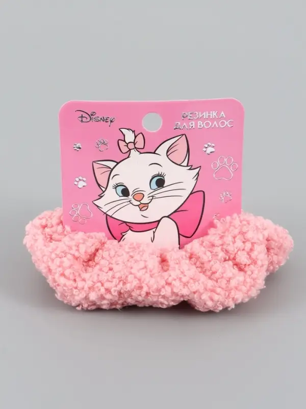 Резинка для волос плюшевая Коты аристократы, розовая