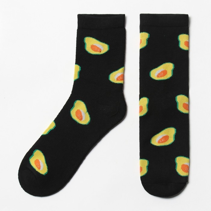 Носки женские махровые &laquo;Авокадо&raquo;, цвет чёрный, размер 23-25