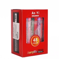 Набор акриловых маркеров 48 штук, пулевидный наконечник 2мм, толщина линии от 1мм