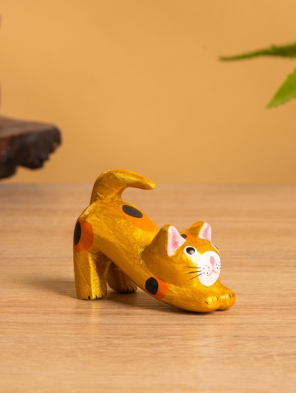 Сувенир &laquo;Потягивающийся Кот&raquo;, 2.5&times;6&times;5 см, дерево, золото