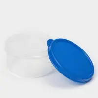 Контейнер круглый Доляна, пищевой, 150 мл, прозрачный, крышка синяя