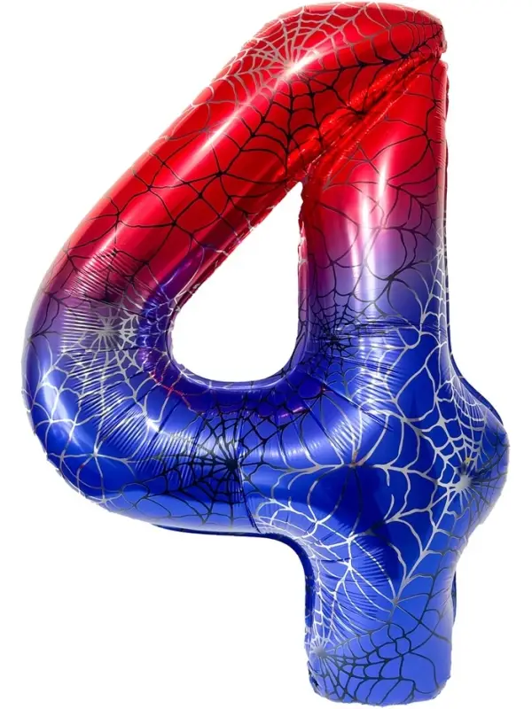 Воздушный шар фольгированный 40" цифра "4" героическая тема, цвет красный и синий, в ин.уп.