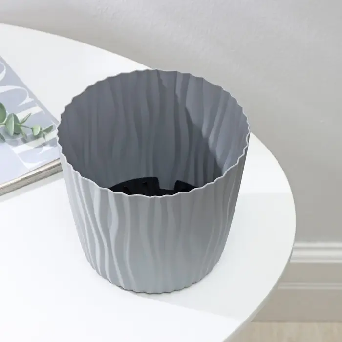 Кашпо для цветов со вставкой &laquo;Волна&raquo;, 2 л, d=16 см, h=13,5 см, цвет серый