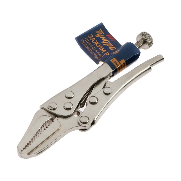 Зажим ручной ТУНДРА, удлиненный плоский захват, с фиксатором, 105 мм